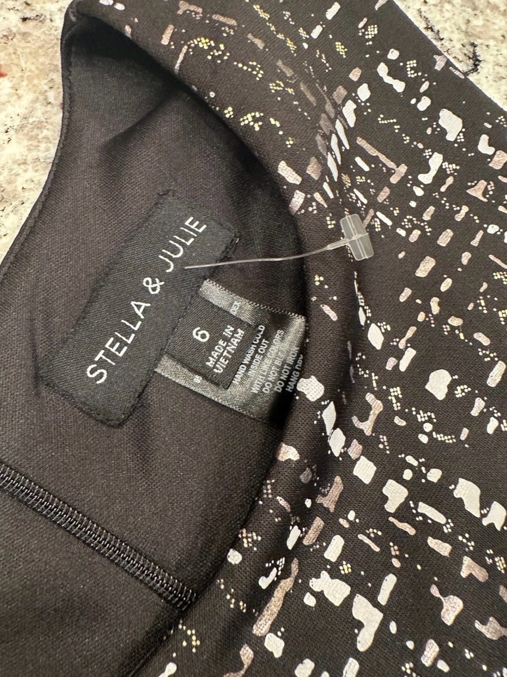NWT Stella & Julie Black White Abstract Knit Sheath Dress Sleeveless Zip Slit 6 - Picture 5 of 10